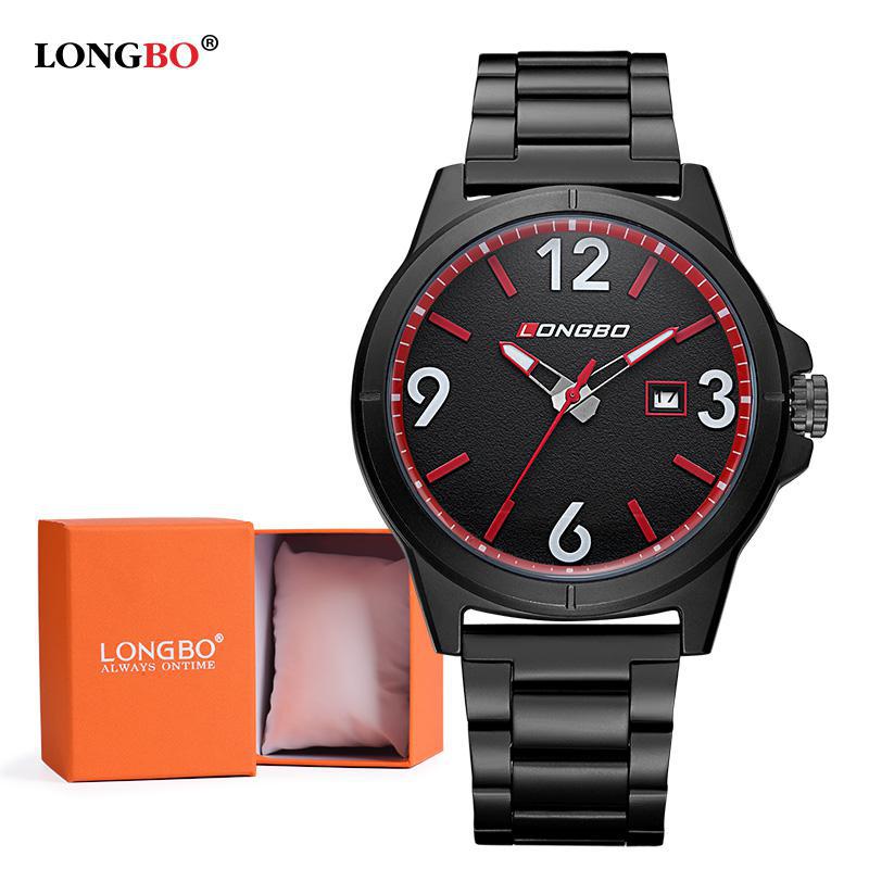 2018 Fashion Longbo Brand Business Sports Date Calendar Watch Full Black Stainless Steel Wristwatch Luxury Watches Montre Femme - testgreenapp