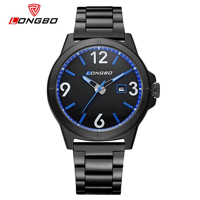 2018 Fashion Longbo Brand Business Sports Date Calendar Watch Full Black Stainless Steel Wristwatch Luxury Watches Montre Femme - testgreenapp