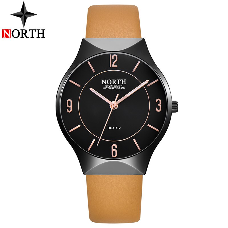 NORTH Fashion Mens Watches Top Brand Luxury Quartz Watch Men Casual Leather Waterproof Sport Watch Male Clock Relogio Masculino - testgreenapp