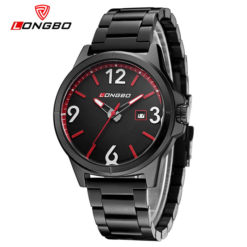 2018 Fashion Longbo Brand Business Sports Date Calendar Watch Full Black Stainless Steel Wristwatch Luxury Watches Montre Femme - testgreenapp