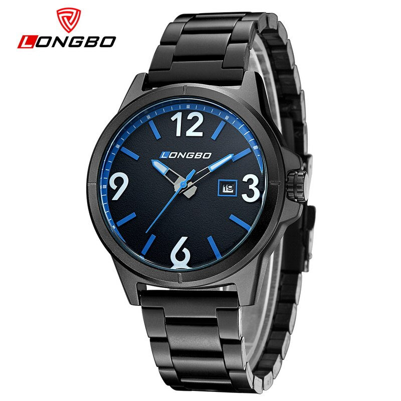 2018 Fashion Longbo Brand Business Sports Date Calendar Watch Full Black Stainless Steel Wristwatch Luxury Watches Montre Femme - testgreenapp