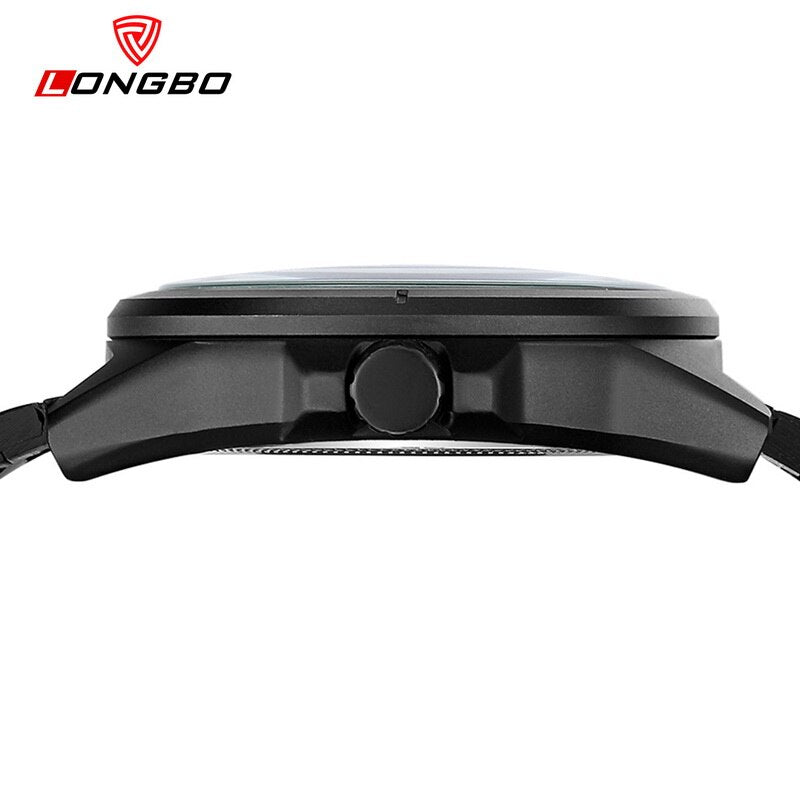 2018 Fashion Longbo Brand Business Sports Date Calendar Watch Full Black Stainless Steel Wristwatch Luxury Watches Montre Femme - testgreenapp
