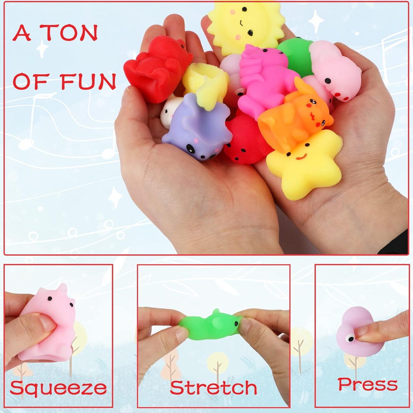 80pcs Mochi Squishy Toys: The Ultimate Party Favor and Stress Relief Bundle