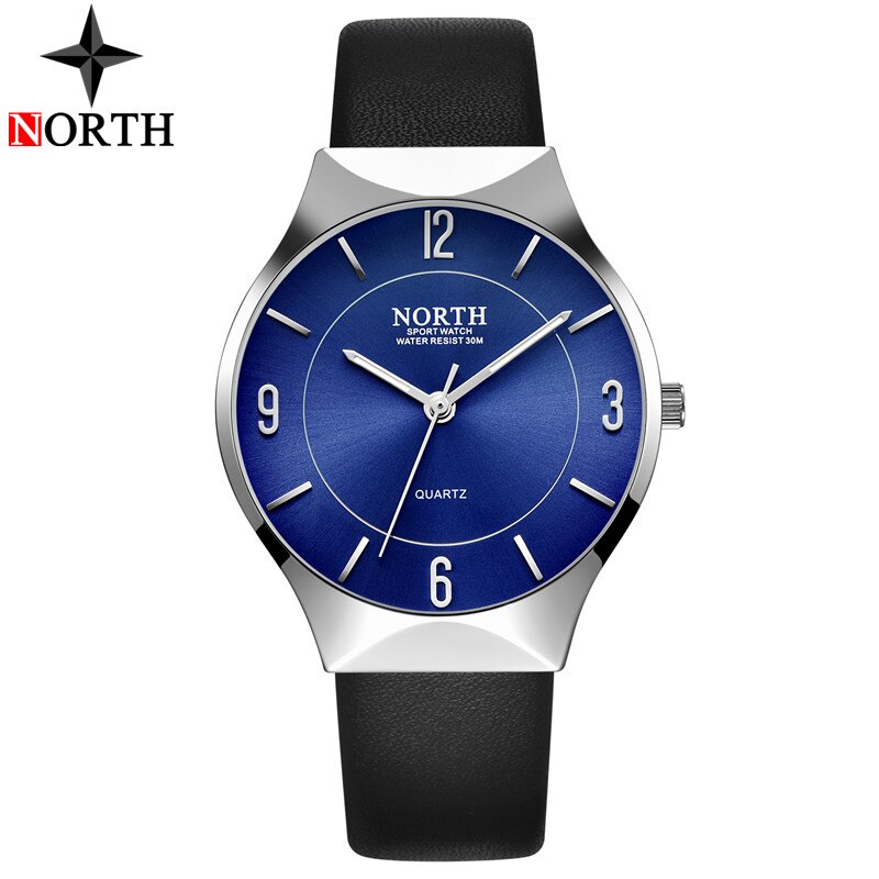 NORTH Fashion Mens Watches Top Brand Luxury Quartz Watch Men Casual Leather Waterproof Sport Watch Male Clock Relogio Masculino - testgreenapp