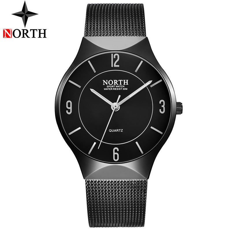 NORTH Mens Watches Top Brand Luxury Quartz Watch Men Silver Steel Mesh Band Casual Waterproof Sport Watch Man Relogio Masculino - testgreenapp