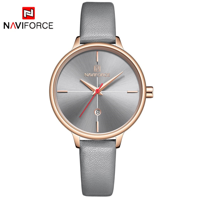 NAVIFORCE Women Watches Luxury Brand Lady Quartz Watch Women Fashion Casual Leather Strap Auto Date Dress Wristwatch reloj mujer - testgreenapp