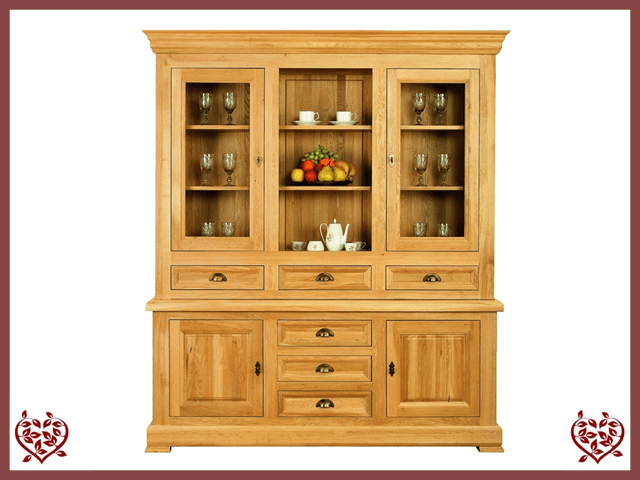 MANOR OAK GLAZED DRESSER – 4 DOORS/6 DRAWERS - testgreenapp