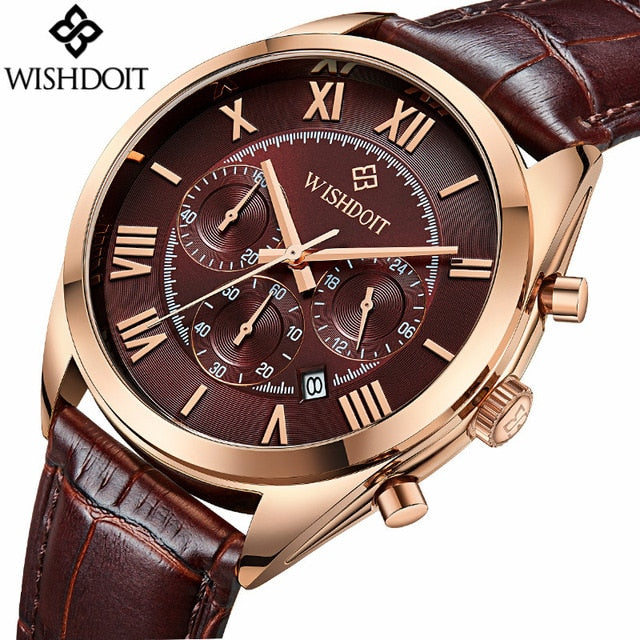 Fashion Leather Strap Multifunction Watches Men Quartz - testgreenapp