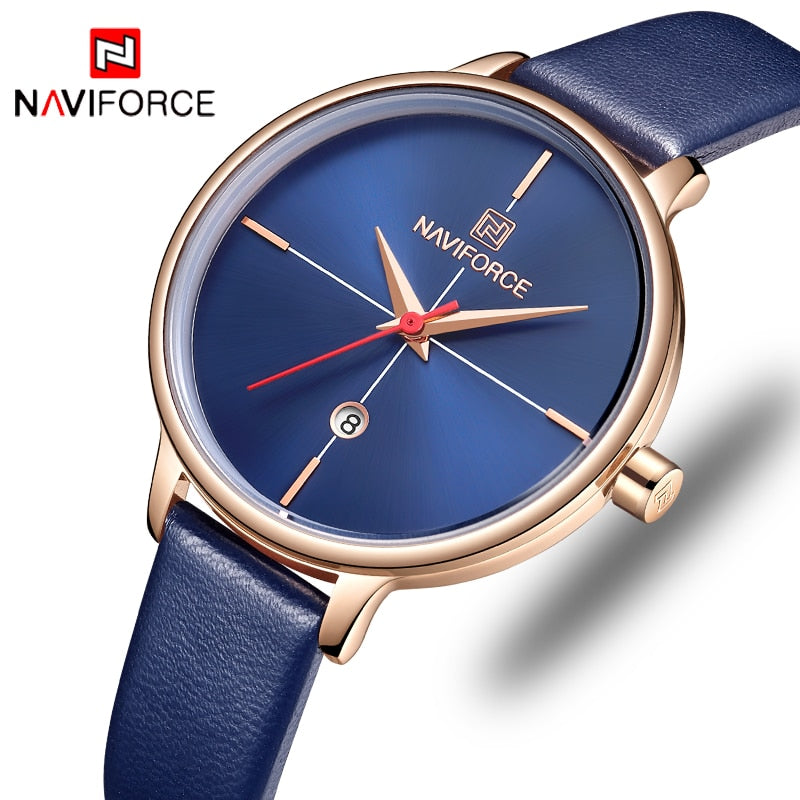 NAVIFORCE Women Watches Luxury Brand Lady Quartz Watch Women Fashion Casual Leather Strap Auto Date Dress Wristwatch reloj mujer - testgreenapp