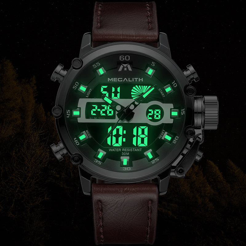 MEGALITH Fashion Men's LED Sport Quartz Watch Men Multifunction Waterproof Date Luminous Wrist Watches Men Clock Horloges Mannen - testgreenapp