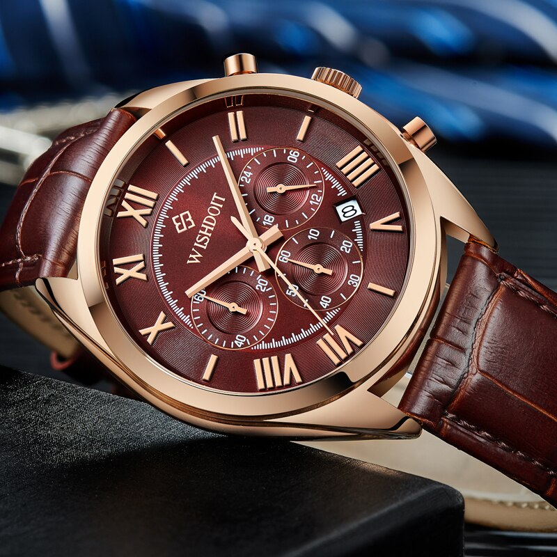 Fashion Leather Strap Multifunction Watches Men Quartz - testgreenapp