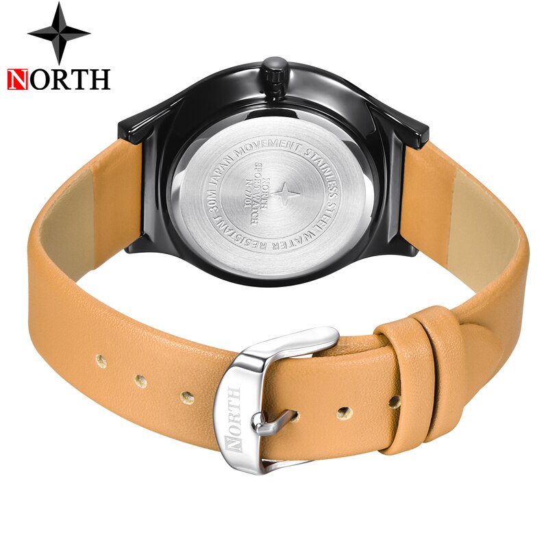 NORTH Fashion Mens Watches Top Brand Luxury Quartz Watch Men Casual Leather Waterproof Sport Watch Male Clock Relogio Masculino - testgreenapp