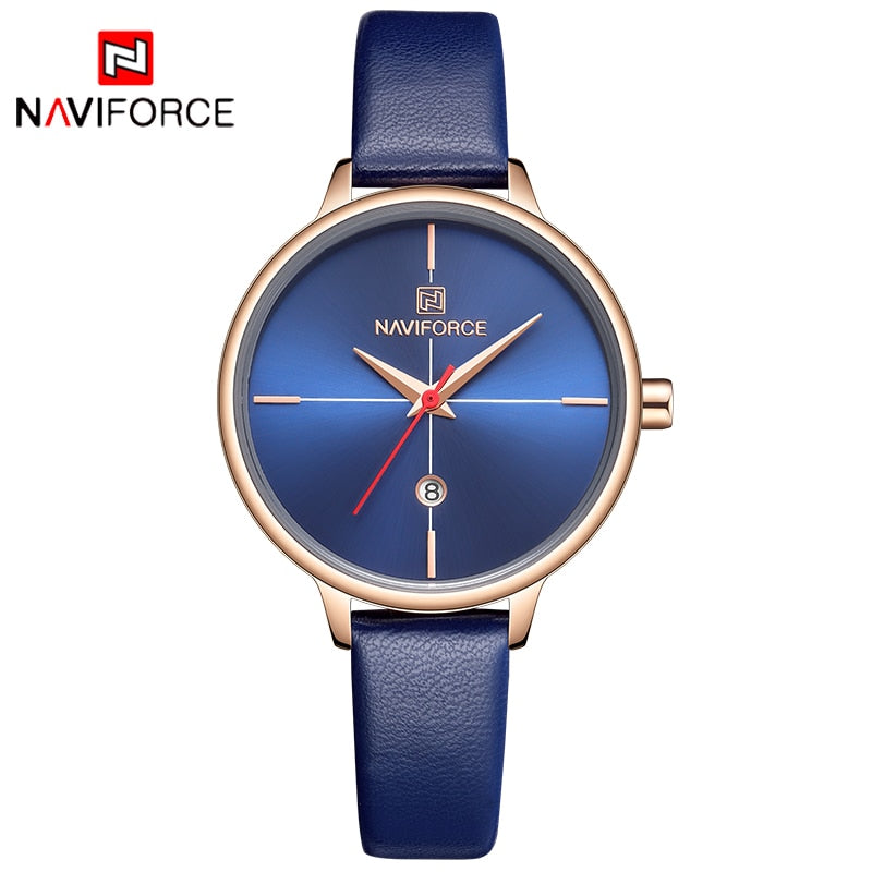 NAVIFORCE Women Watches Luxury Brand Lady Quartz Watch Women Fashion Casual Leather Strap Auto Date Dress Wristwatch reloj mujer - testgreenapp